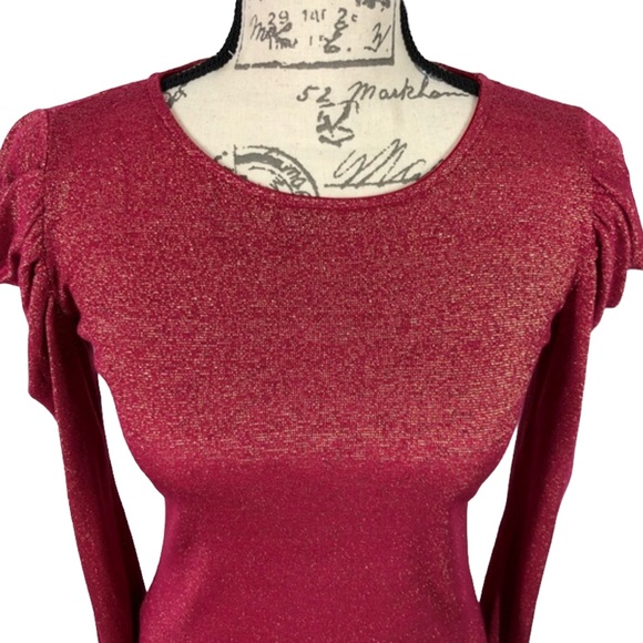 ✨Vintage✨ April, Puff Shoulder Sparkly Long Sleeve, Size S - Picture 2 of 13